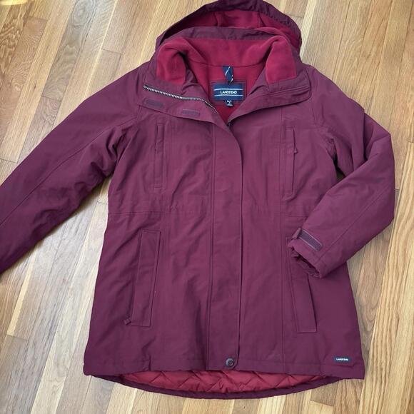 Lands End Squall Parka Coat Men’s XL/T Dark Red Waterproof Windproof - Picture 1 of 9